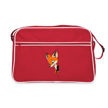 Verspielter Fuchs Illustration - Retro Tasche - Rot/Weiß - Vorne