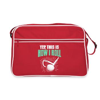 Aim Hit Follow Repeat Golf Discipline Routine - Retro Tasche - Rot/Weiß - Vorne