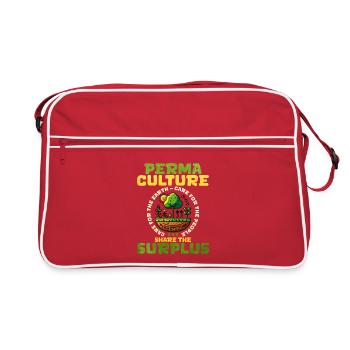 Permaculture illustration with plant diversity - Retro Bag - red/white - Front
