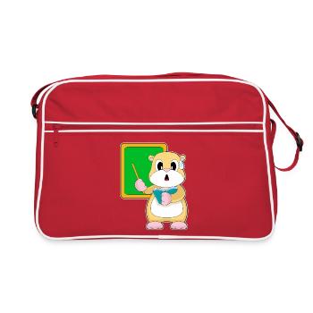 hamster teacher blackboard school - Retro Bag - red/white - Front