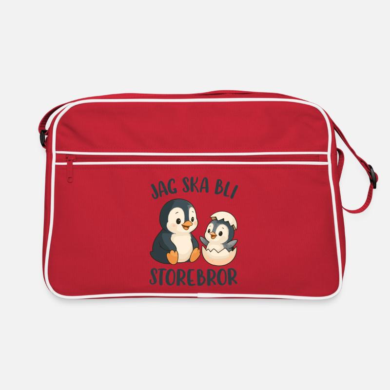 Großer Bruder, ich werde ein großer Bruder - Pinguin Retro Tasche