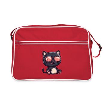 Chat vampire détendu avec des lunettes de soleil - Sac Retro - rouge/blanc - Devant