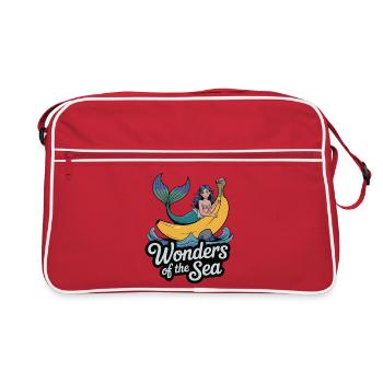 Illustration d'une aventure en mer avec une sirène et une banane - Sac Retro - rouge/blanc - Devant