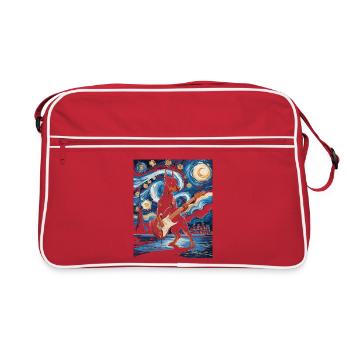 Teckel avec guitare électrique dans le ciel étoilé - Sac Retro - rouge/blanc - Devant