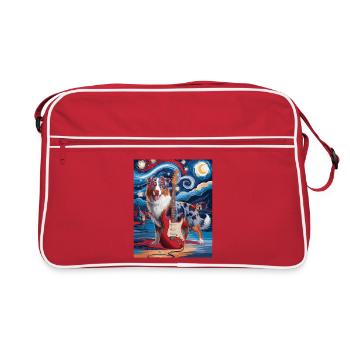 Chien de nuit étoilée avec guitare électrique - Sac Retro - rouge/blanc - Devant