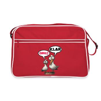 Funny seagulls with OMG Clear - Retro Bag - red/white - Front