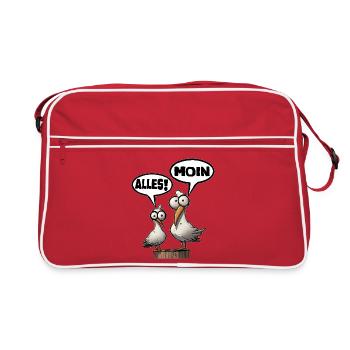 Mouettes humoristiques avec des dictons Moin - Sac Retro - rouge/blanc - Devant