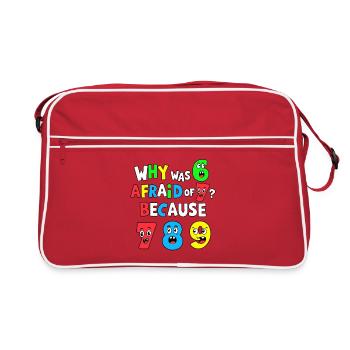 Wunderliches buntes Alphabet- und Zahlendesign - Retro Tasche - Rot/Weiß - Vorne