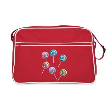 Retro Lolli Lollis Süßigkeiten 60er - Retro Tasche - Rot/Weiß - Vorne