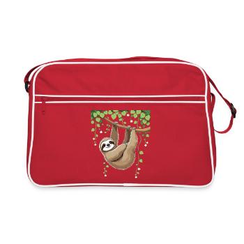 Un paresseux mignon sur l'arbre - Sac Retro - rouge/blanc - Devant