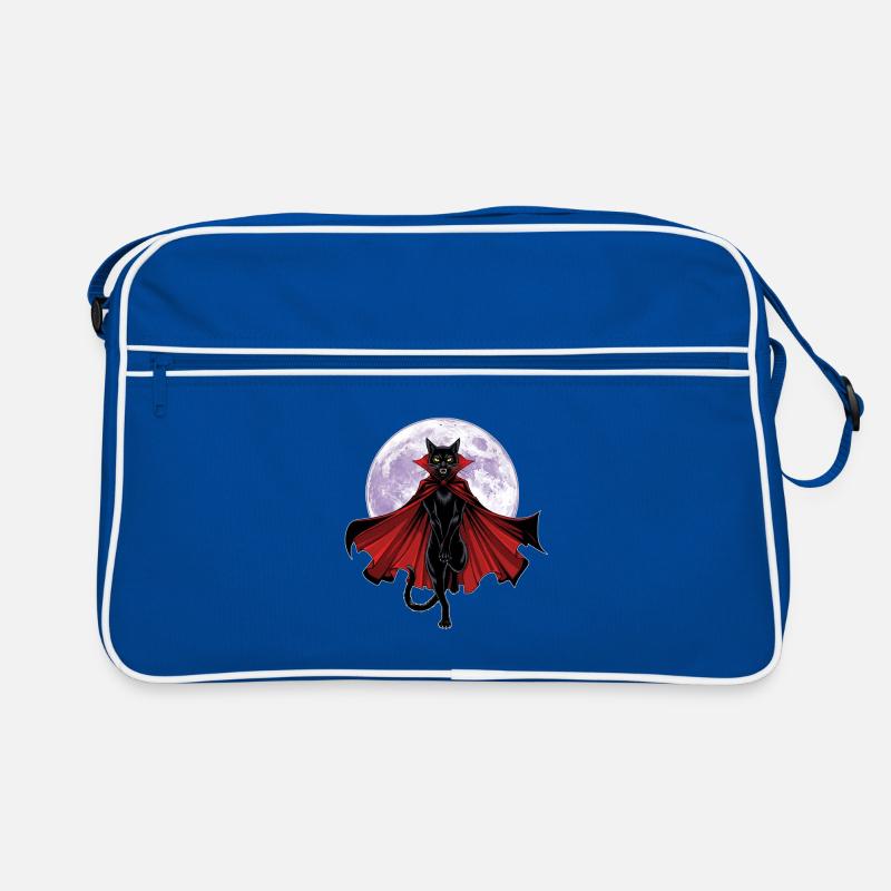 Chat vampire graphique avec cape devant une pleine lune Sac Retro