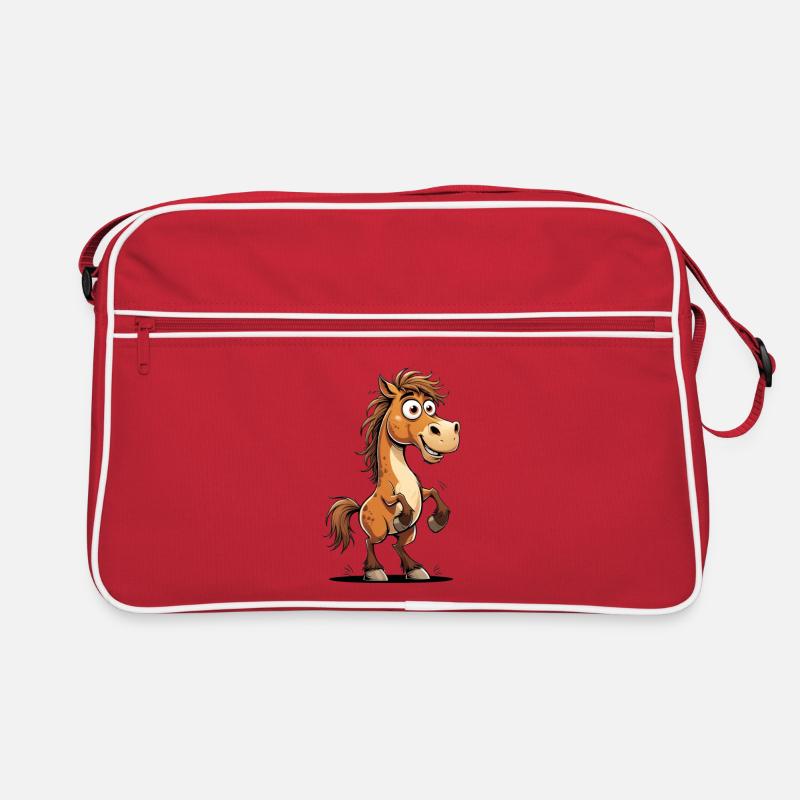 Fröhlicher Comic-Pferdeschow Retro Tasche