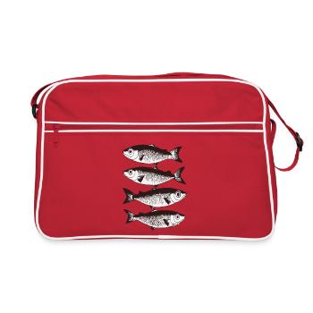 Stylised Fish Pattern  - Retro Bag - red/white - Front