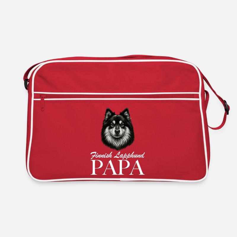 Finnischer Lapphund Papa - Retro Tasche - Rot/Weiß