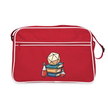 D20 on Books & Healing Potions – Fantasy Dice - Retro Bag - red/white - Front