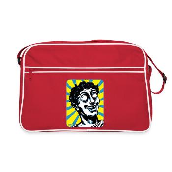 Funny Greek Comic Statue with Blank Look - Retro Bag - red/white - Front