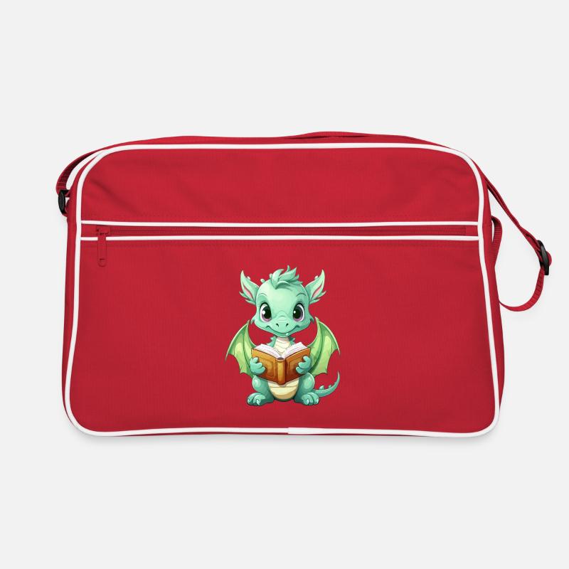 Doodle dragon with book Retro Bag