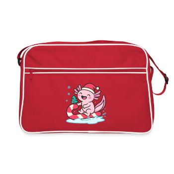 Axolotl with candy cane Christmas - Retro Bag - red/white - Front