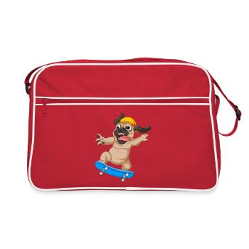 Mops Skateboarden - Retro Tasche - Rot/Weiß - Vorne