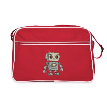 Retro Robot Illustration for Tech Enthusiasts - Retro Bag - red/white - Front