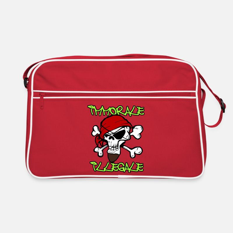 Totenkopf Pirat TShirt Design - Retro Tasche - Rot/Weiß