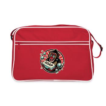 Mandrill Monkey with Soap - Retro Bag - red/white - Front