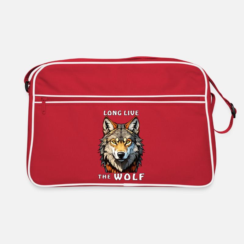 LONG LIVE THE WOLF - Retro Tasche - Rot/Weiß