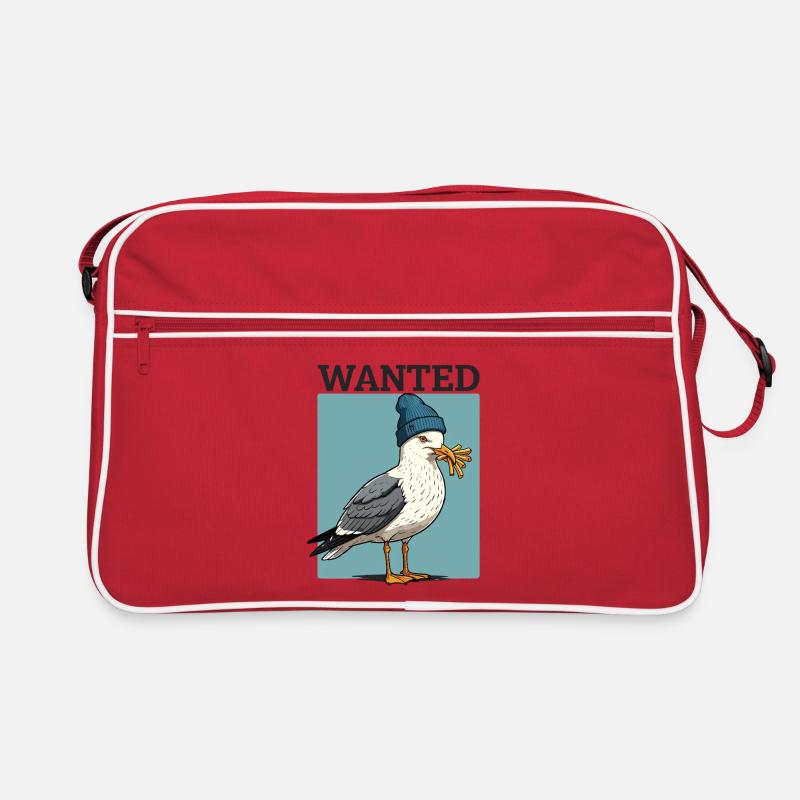 Gesuchte Möwe Mit Pommes Retro Tasche