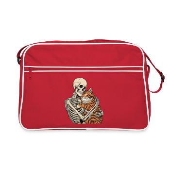 Chat squelette câlin — Chat effrayant Câlin squelette - Sac Retro - rouge/blanc - Devant