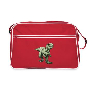 Dino T Rex Vert Style Bande Dessinée - Sac Retro - rouge/blanc - Devant