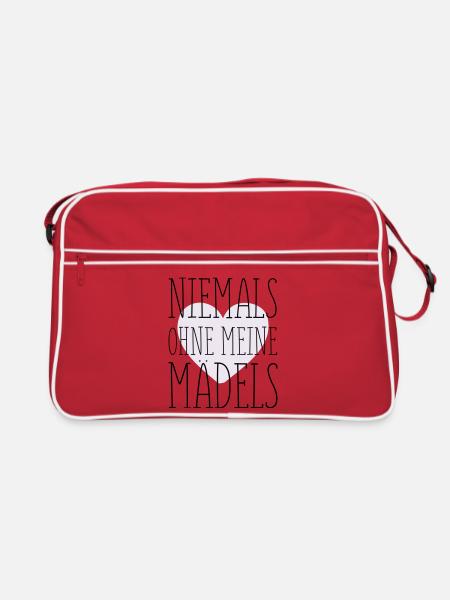 Meine Mädels Spruch - Retro Tasche - Rot/Weiß - Vorne