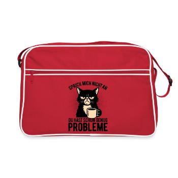 Sprich mich nicht an - mürrische Katze mit Kaffee - Retro Bag - red/white - Front