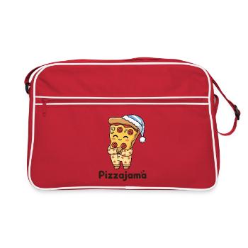 Pizzajama Pyjama tired Pizza Fun Quote - Retro Bag - red/white - Front