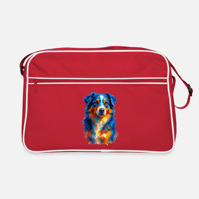 Bunte Australian Shepherd Hund Aquarell Retro Tasche