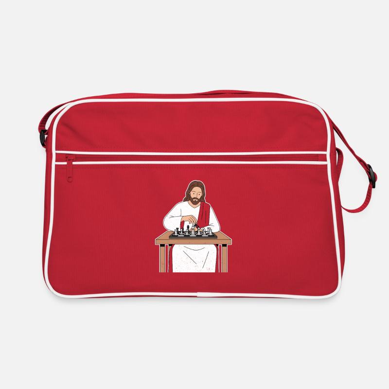 Saint Train aux échecs / Jesus Chess - Sac Retro - rouge/blanc