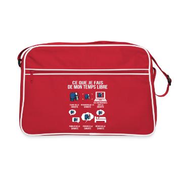 Was ich in meiner Freizeit mache Französisches Boxen - Retro Tasche - Rot/Weiß - Vorne