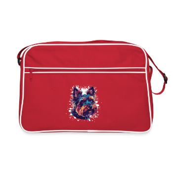 Colorful Dog Portrait Splatter - Retro Bag - red/white - Front
