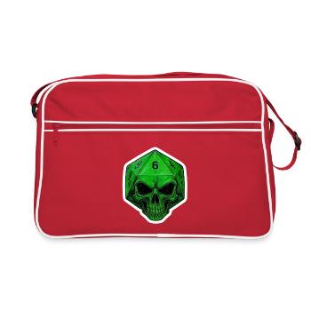 Mystic D20 Cube with Skull – Fantasy - Retro Bag - red/white - Front
