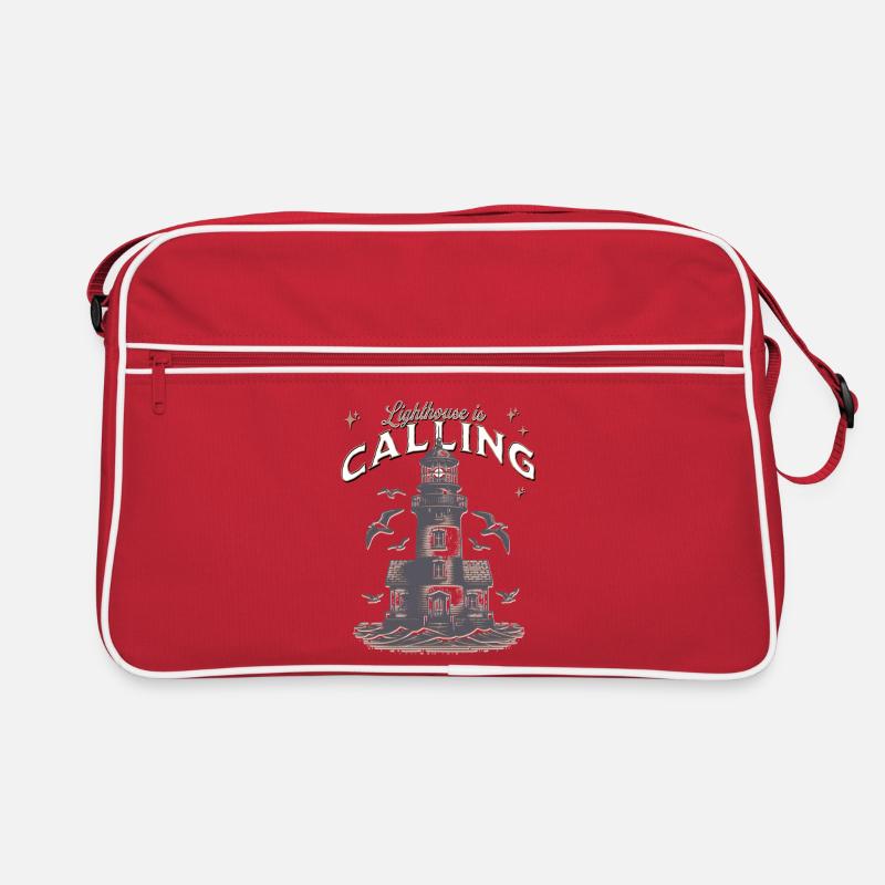 Leuchtturm ruft Küstennächte - Retro Tasche - Rot/Weiß