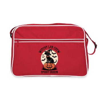 Hexenhund auf Kürbis Halloween crew - Retro Tasche - Rot/Weiß - Vorne