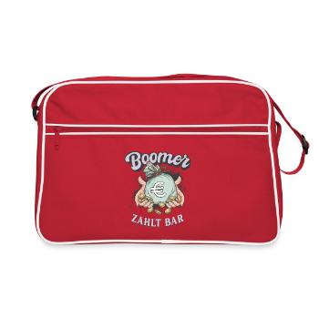Boomer zahlt bar – Lustiges Bargeld Motiv - Retro Tasche - Rot/Weiß - Vorne