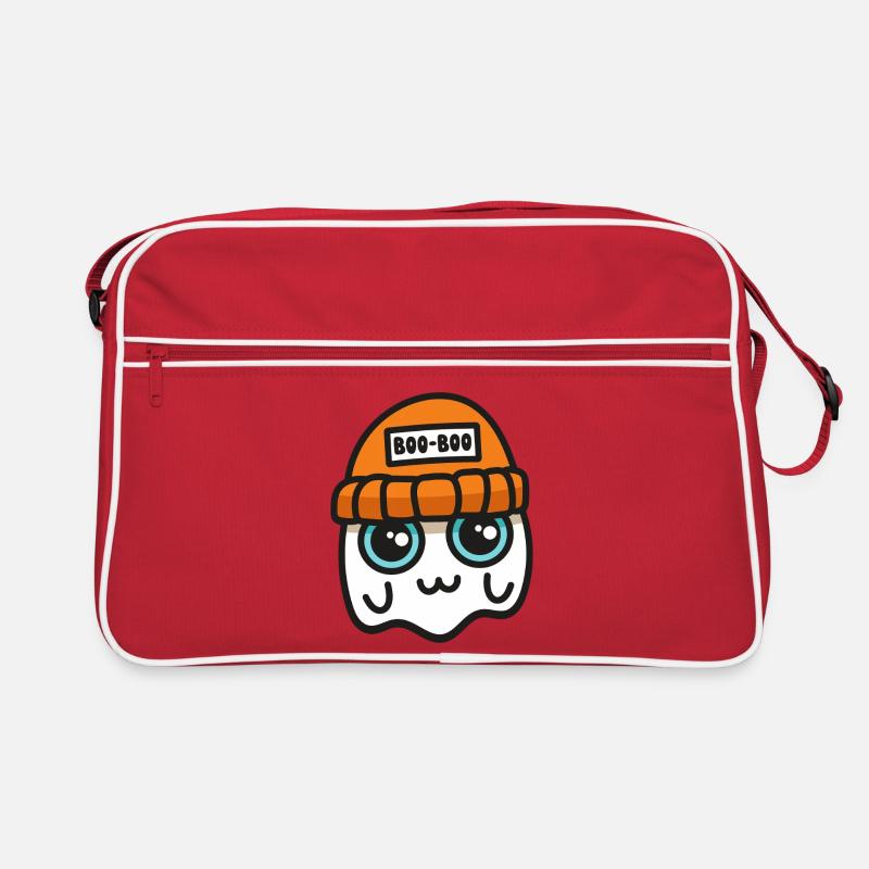 Cute Ghost in an Orange Beanie Retro Bag