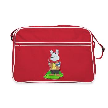 Bunny Teacher Book School - Retro Bag - red/white - Front