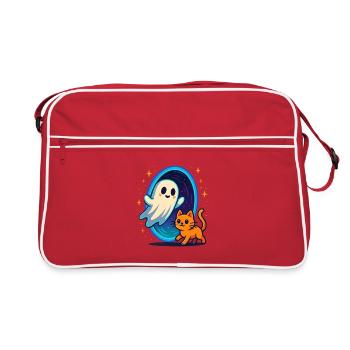 Chat fantôme à travers le portail stellaire - Sac Retro - rouge/blanc - Devant
