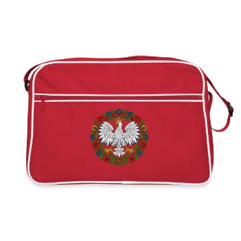 Polish Eagle Folk Art Floral Emblem - Retro Bag - red/white - Front