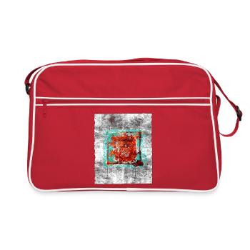 Rust square on grey texture - Retro Bag - red/white - Front
