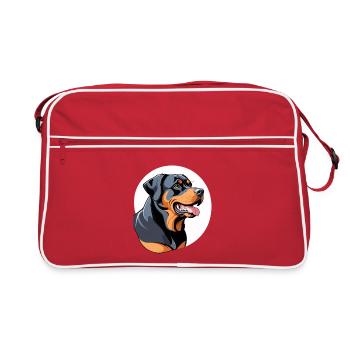 Rottweiler Color Block Portrait - Retro Bag - red/white - Front