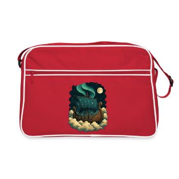 North Star Sailing Ship Night Sky Viking Ship - Retro Bag - red/white - Front