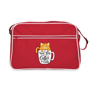 Une bonne journée commence avec du café et des chats - Sac Retro - rouge/blanc - Devant