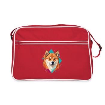 Shiba Inu Couleurs unies géométriques - Sac Retro - rouge/blanc - Devant
